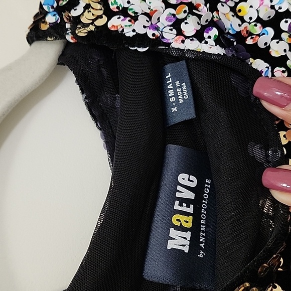 ANTHROPOLOGIE Sequin Top by Maeve/ Maribella Mock Neck design extra small - Picture 11 of 17